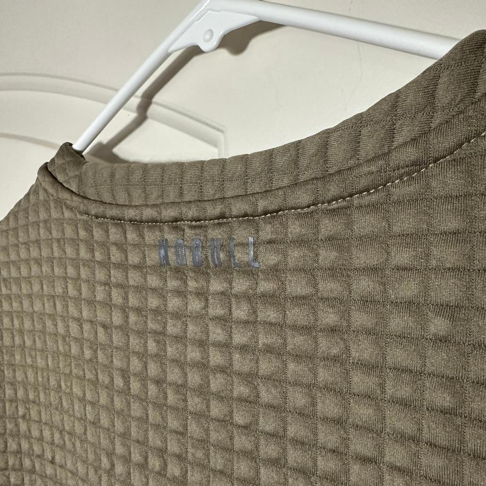 NOBULL Quilted Crewneck Sweatshirt Taupe Brown Grid Pullover Womens Large - Picture 5 of 5